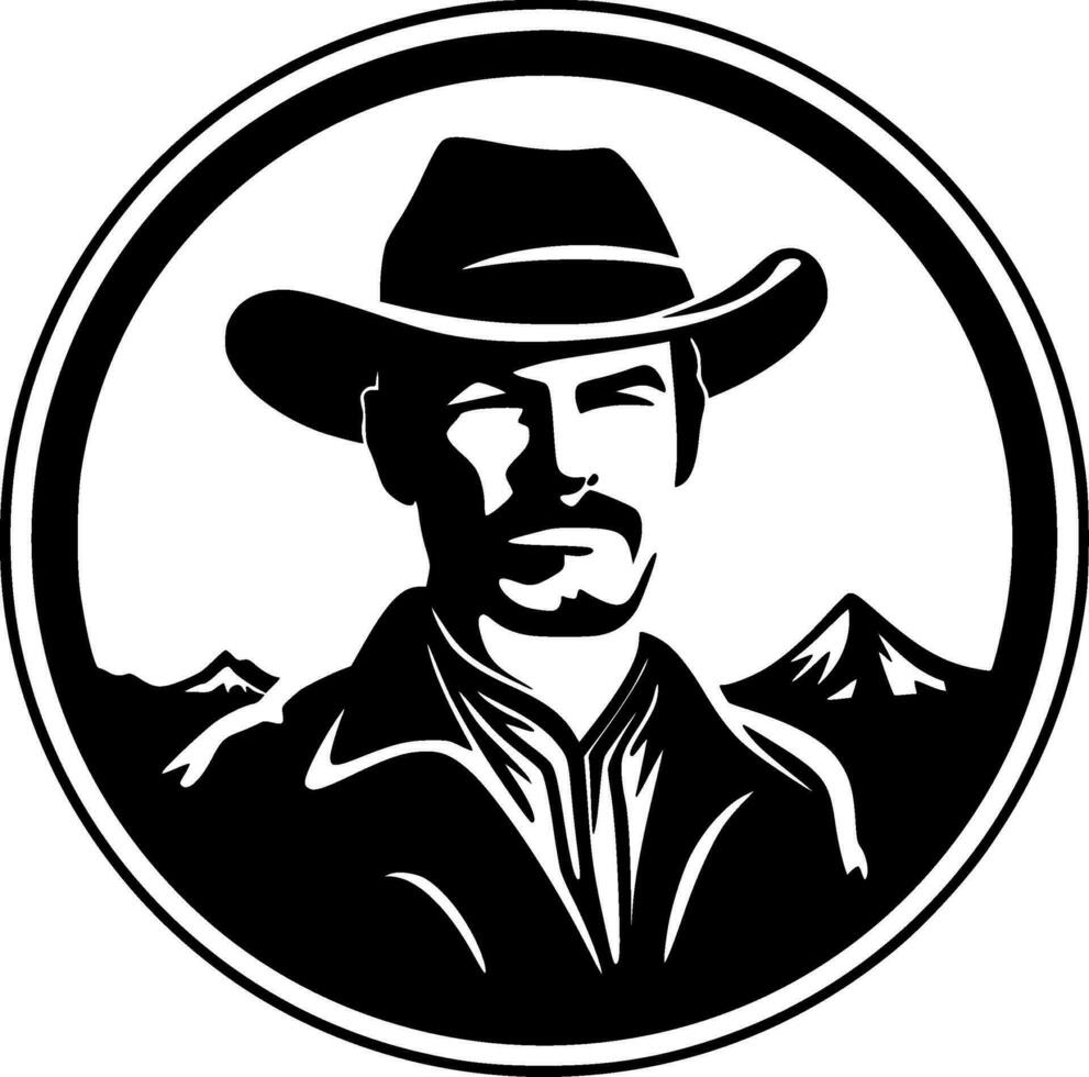 Western, Black and White Vector illustration