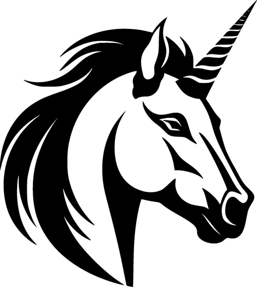 Unicorn, Black and White Vector illustration