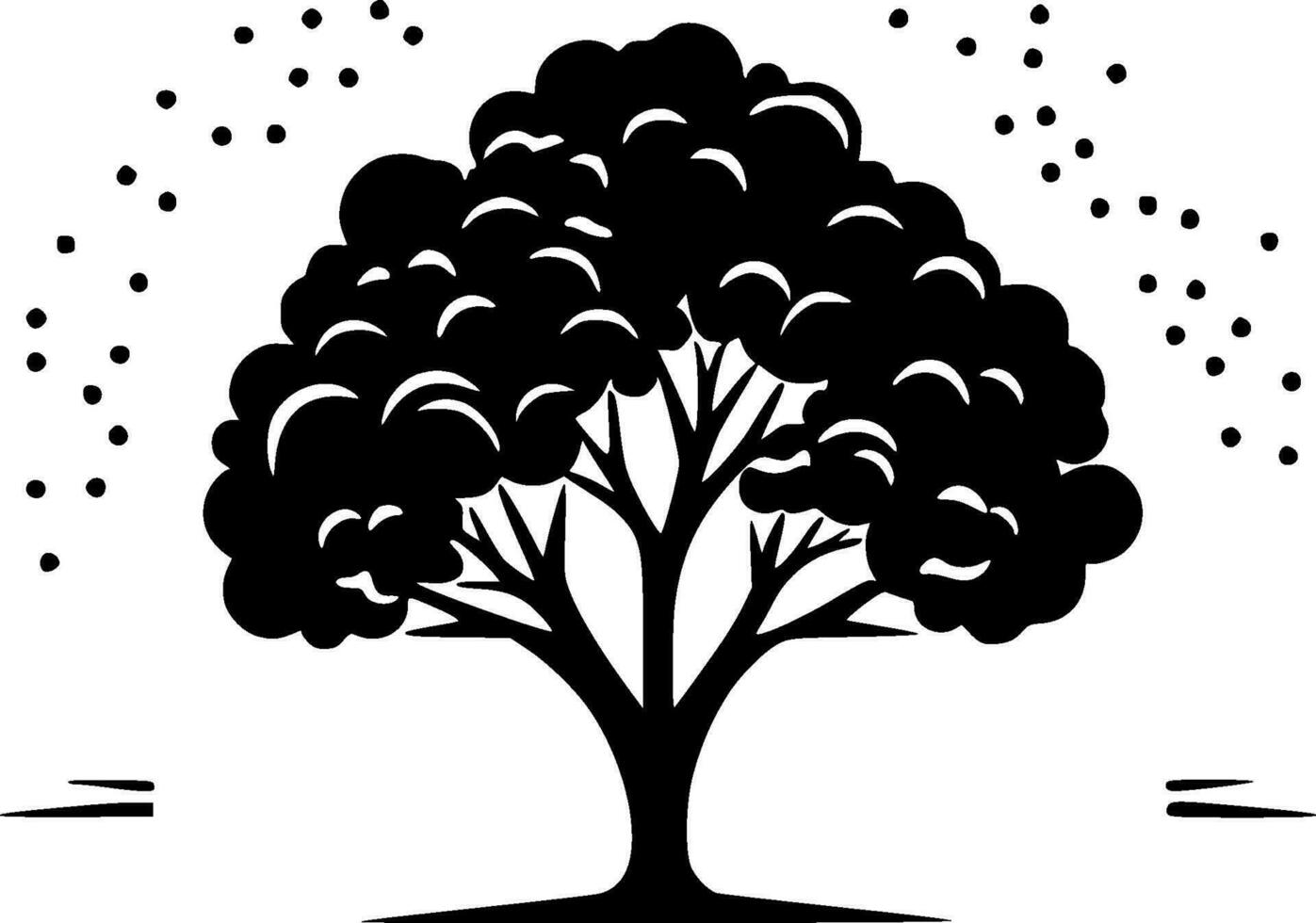 Tree, Black and White Vector illustration