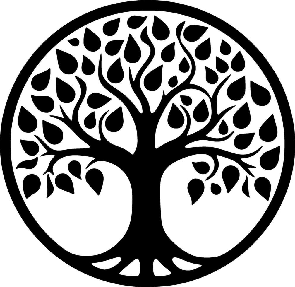 Tree - Black and White Isolated Icon - Vector illustration