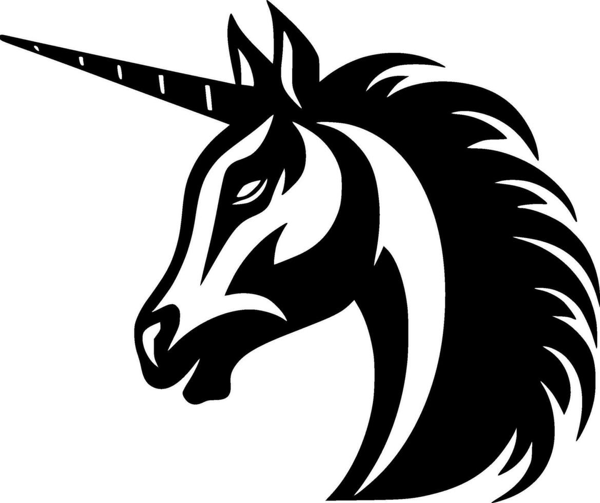 Unicorn, Black and White Vector illustration