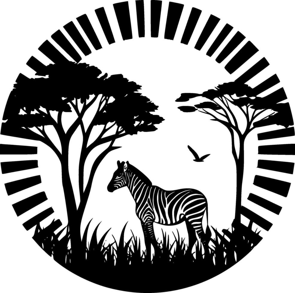 Africa, Black and White Vector illustration