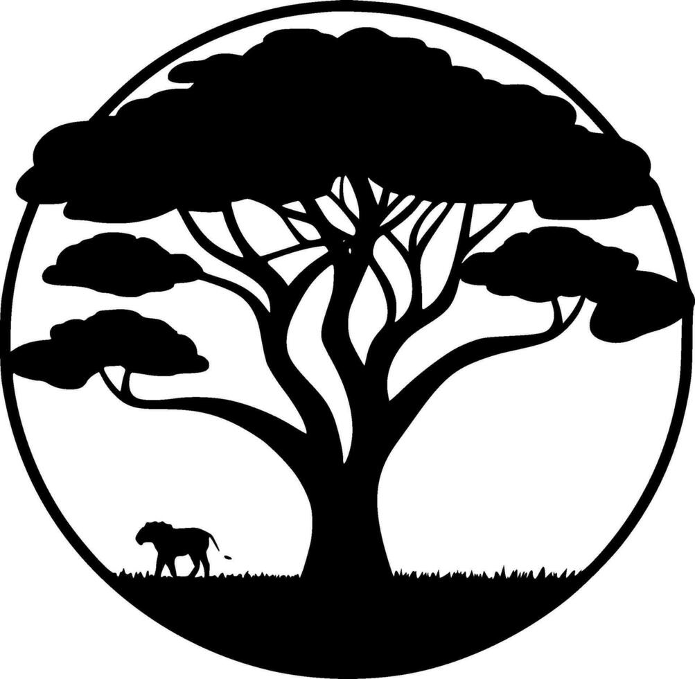 Africa, Black and White Vector illustration