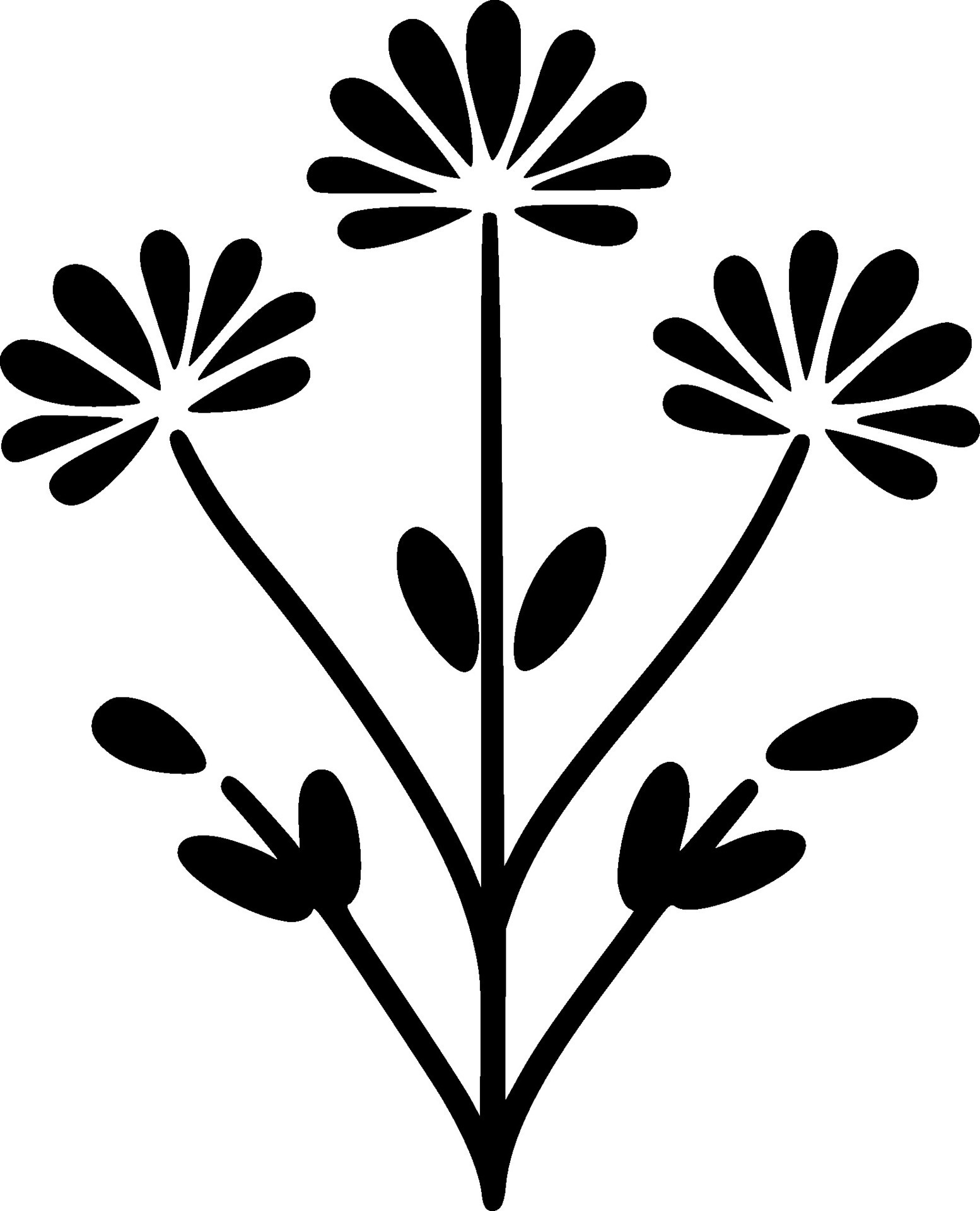 Wildflower - Black and White Isolated Icon - Vector illustration