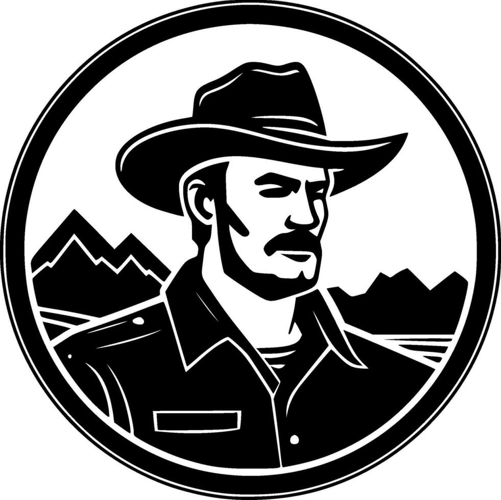 Western, Black and White Vector illustration