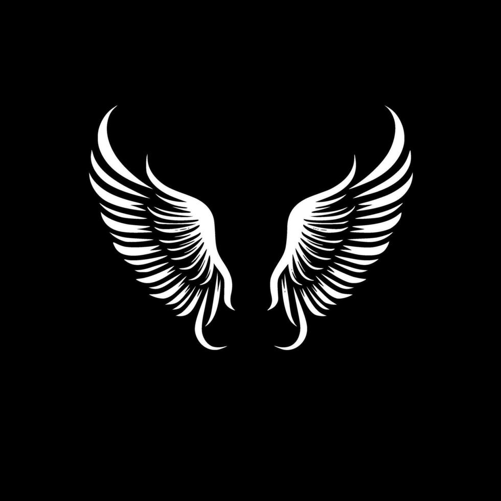 Angel Wings, Black and White Vector illustration