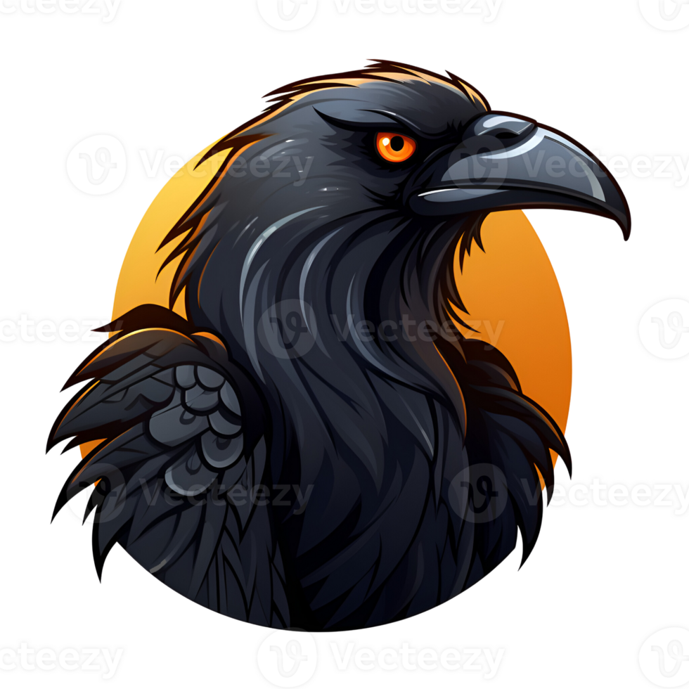 Raven Artistic Cartoon Style No Background Perfect for Print on Demand Merchandise AI Generative png