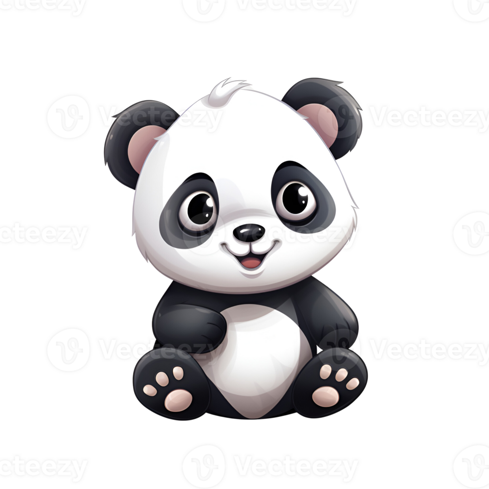 Cartoon Style Panda Artistic Cute Panda Bear No Background Perfect for Print on Demand Merchandise AI Generative png
