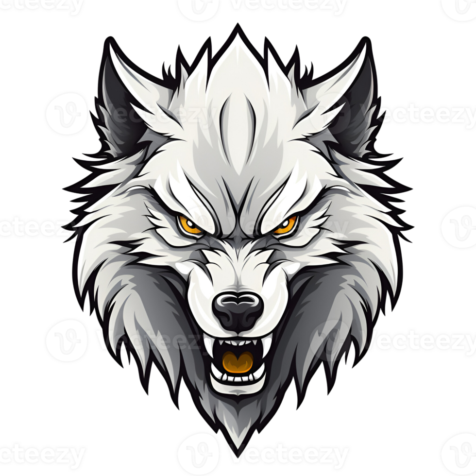 Cartoon Style Wolf No Background Applicable to any context Perfect for Print on Demand Merchandise AI Generative png