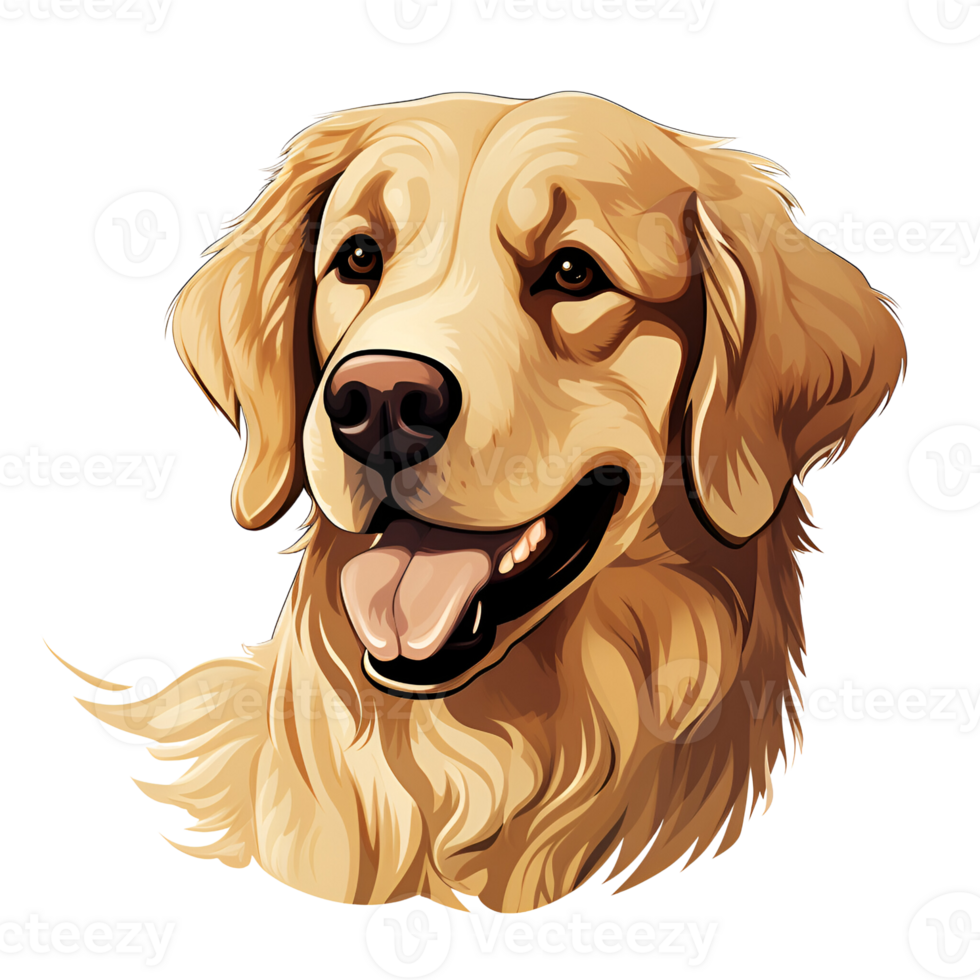 Artistic Style Golden Retriever Painting Drawing Cartoon Golden Retriever No Background Perfect for Print on Demand Merchandise AI Generative png