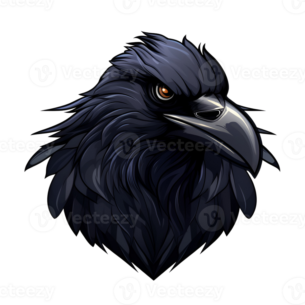 Raven Artistic Cartoon Style No Background Perfect for Print on Demand Merchandise AI Generative png