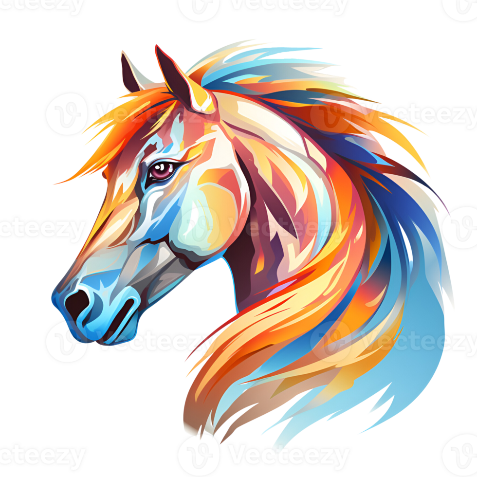 Artistic Style Horse Painting Drawing Cartoon Horse No Background Perfect for Print on Demand Merchandise AI Generativve png