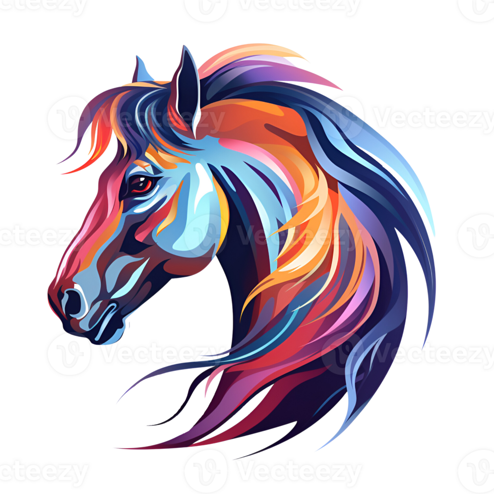 Artistic Style Horse Painting Drawing Cartoon Horse No Background Perfect for Print on Demand Merchandise AI Generativve png