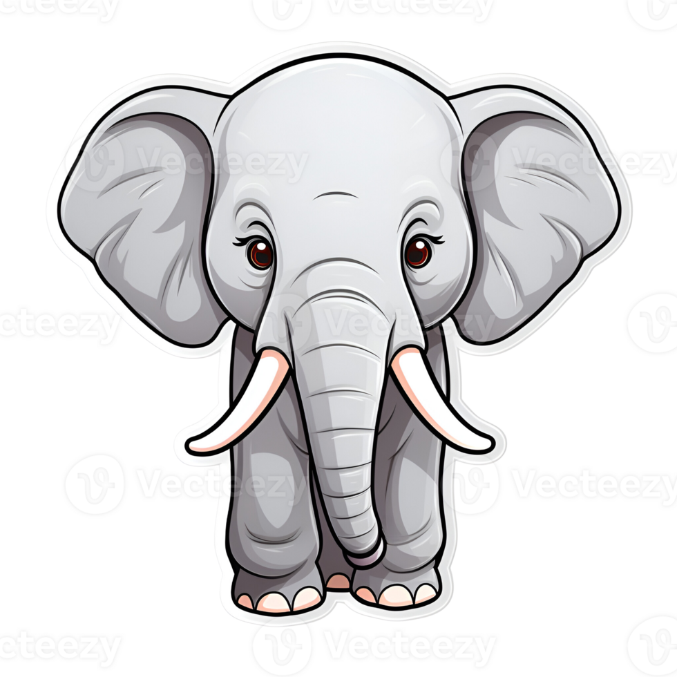 Cartoon Style Elephant Cute Baby Elephant No Background Perfect for Print On Demand Merchandise AI Generativev png