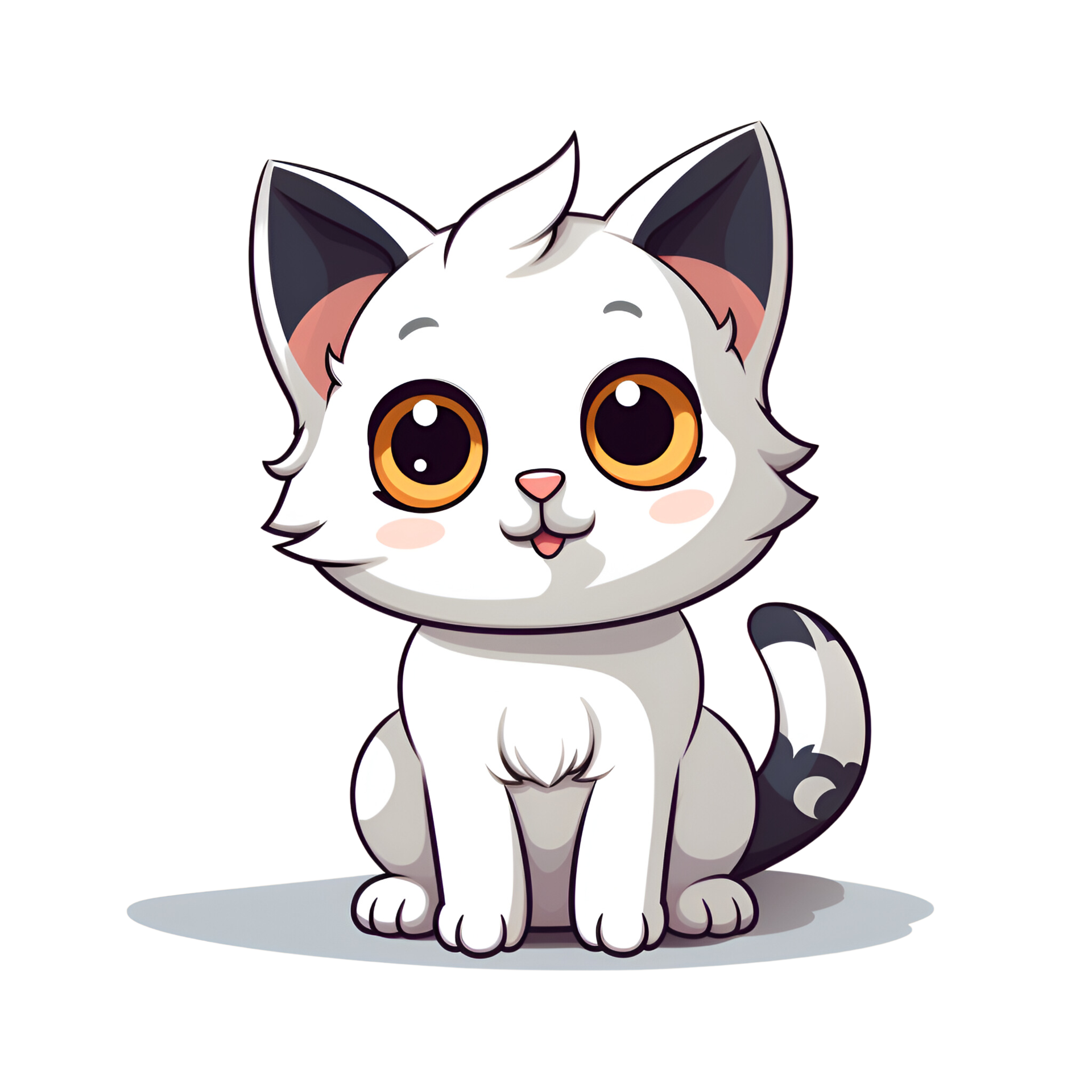 Cartoon Style Cute Kitty Cat No Background Appliable to any context