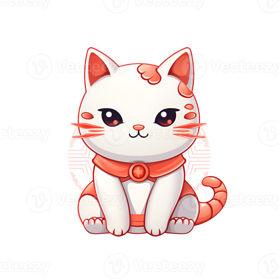 Cartoon Style Cute Kitty Cat No Background Appliable to any context Perfect for Print on Demand Merchandise AI Generative png