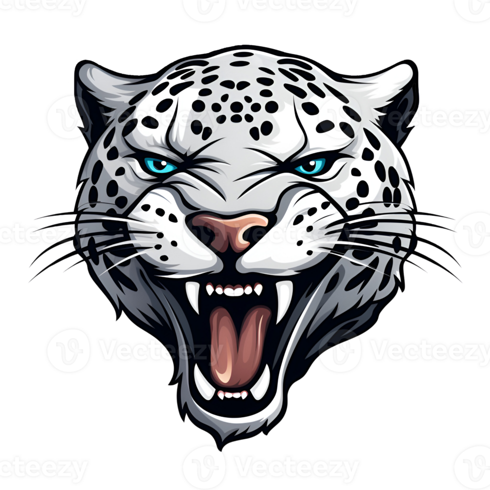 Artistic Style Snow Leopard Cartoon Snow Leopard No Background Perfect for Print on Demand AI Generative png