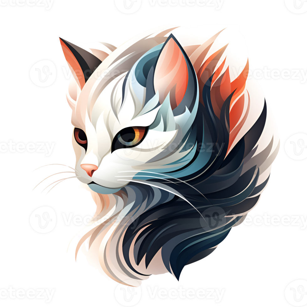 Cartoon Style Cute Kitty Cat No Background Appliable to any context Perfect for Print on Demand Merchandise AI Generative png