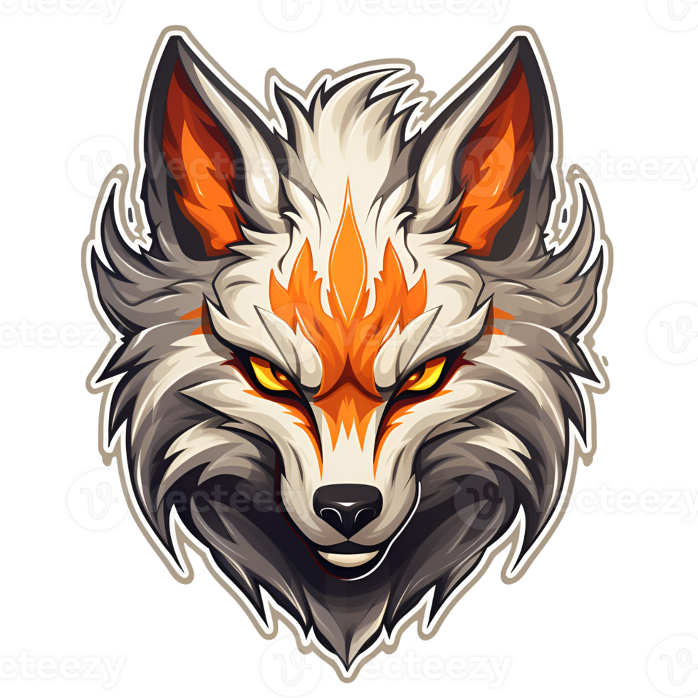 Cartoon Style Wolf No Background Applicable to any context Perfect for Print on Demand Merchandise AI Generative png