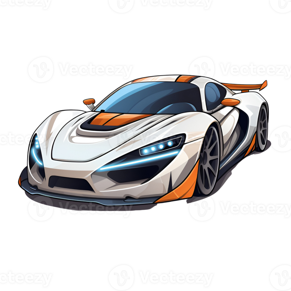 Cartoon Style Race Cars Painting Drawing No Background Perfect for Print on Demand Merchandise AI Generative png