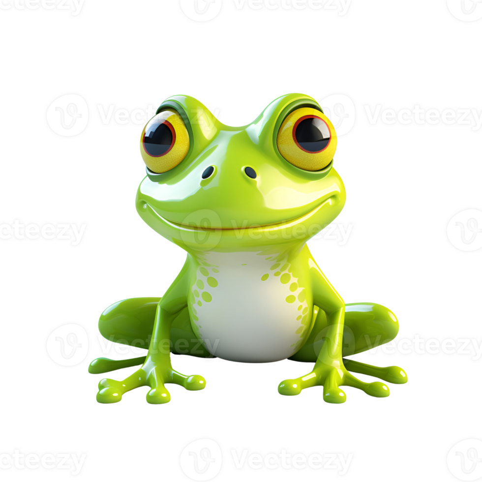 Cartoon Artistic Style Frog No Background Perfect for Print on Demand Merchandise AI Generative png