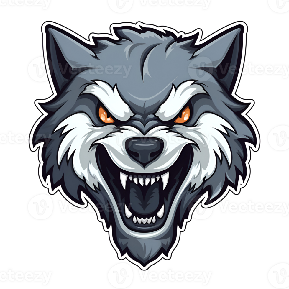 Cartoon Style Wolf No Background Applicable to any context Perfect for Print on Demand Merchandise AI Generative png