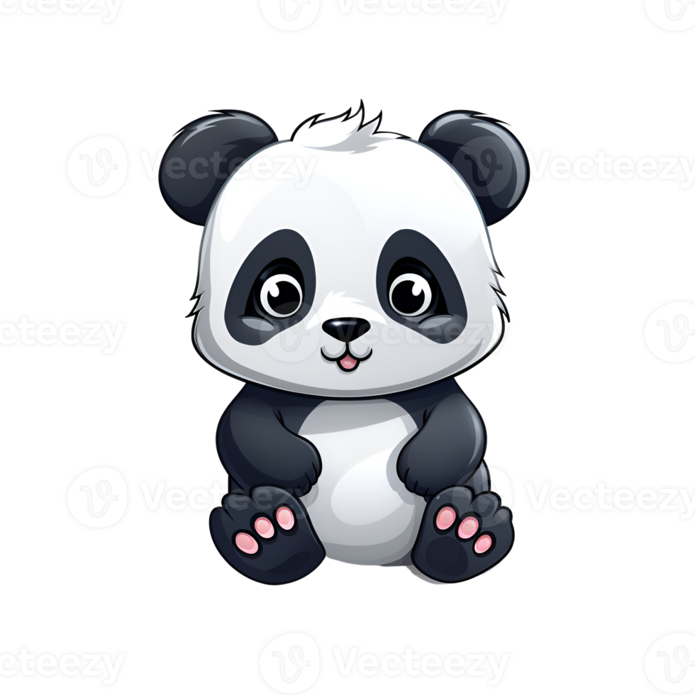 Cartoon Style Panda Artistic Cute Panda Bear No Background Perfect for Print on Demand Merchandise AI Generative png