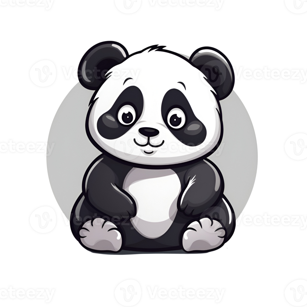 Cartoon Style Panda Artistic Cute Panda Bear No Background Perfect for Print on Demand Merchandise AI Generative png