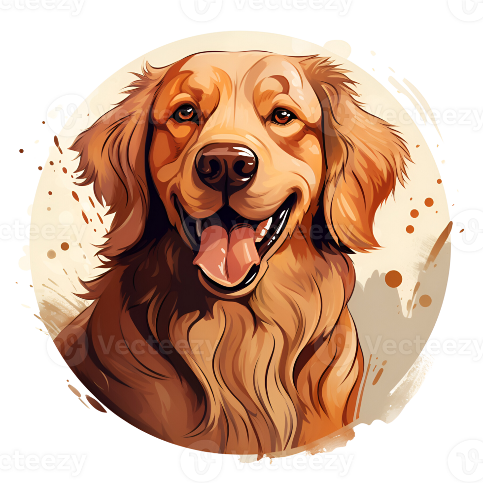 Artistic Style Golden Retriever Painting Drawing Cartoon Golden Retriever No Background Perfect for Print on Demand Merchandise AI Generative png