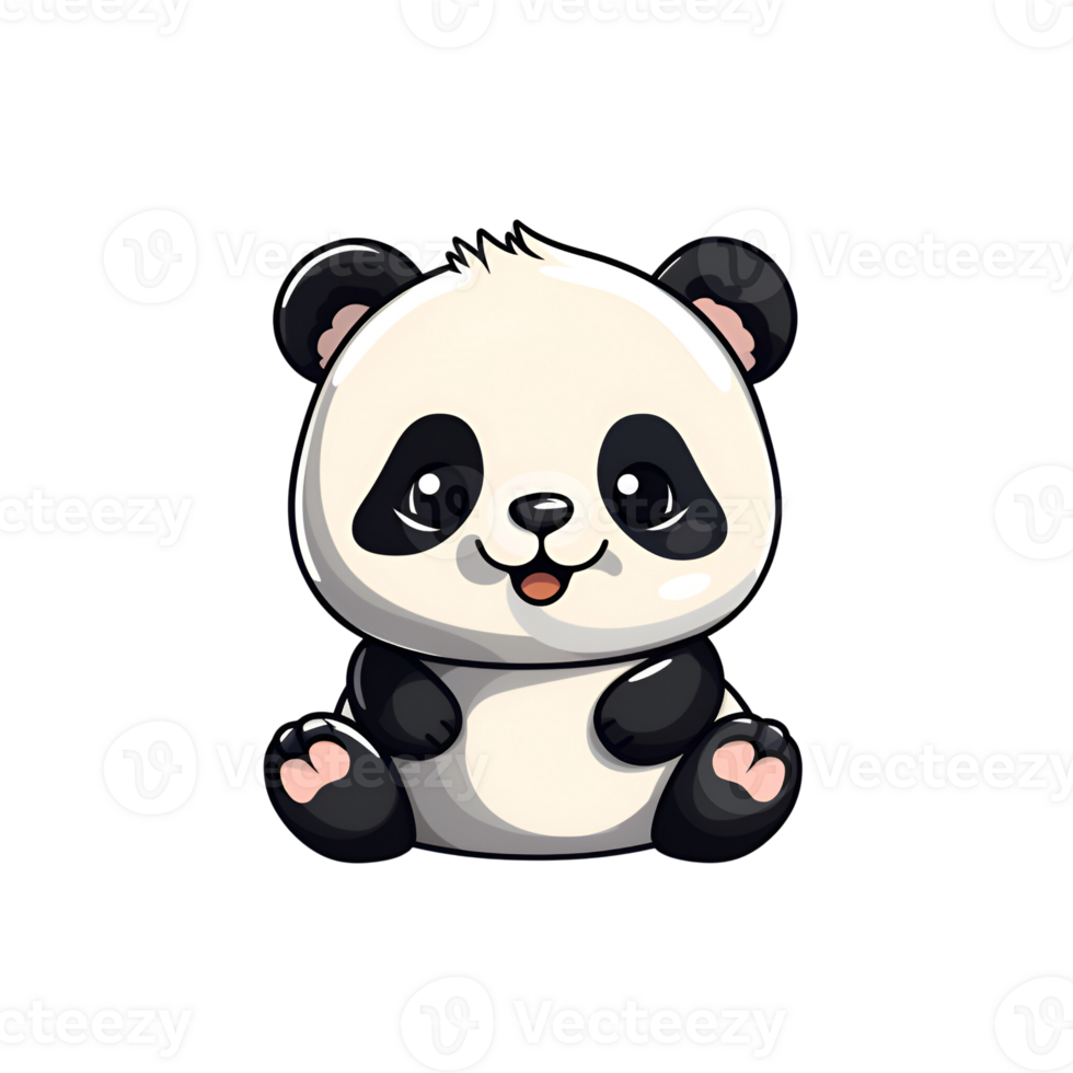 Cartoon Style Panda Artistic Cute Panda Bear No Background Perfect for Print on Demand Merchandise AI Generative png