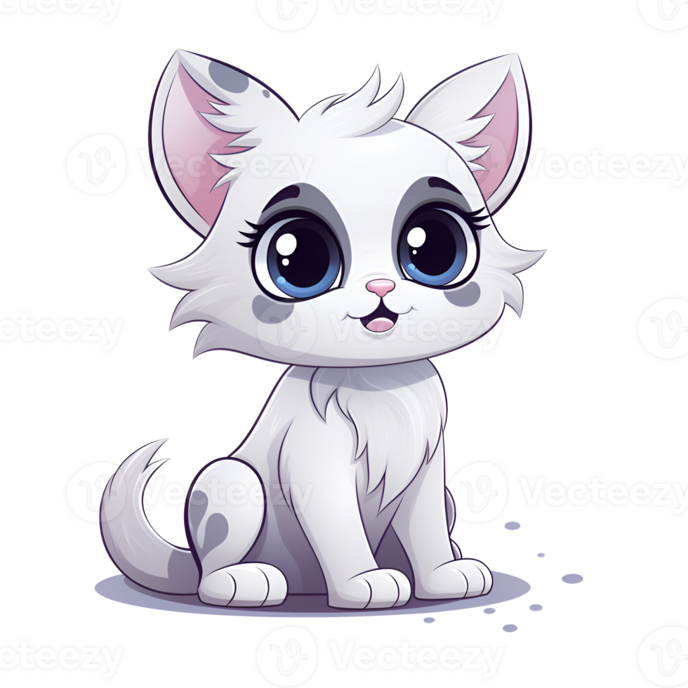 Cartoon Style Cute Kitty Cat No Background Appliable to any context Perfect for Print on Demand Merchandise AI Generative png