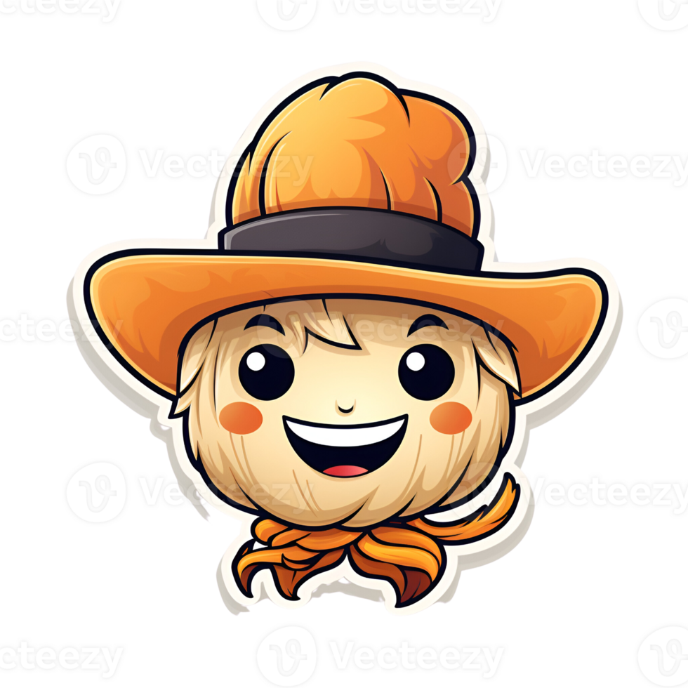 Cartoon Style Halloween Scarecrow Strawman Pumpkin Monster No Background Transparent Background Applicable to any Context Perfect for Print on Demand Merchandise AI Generative png