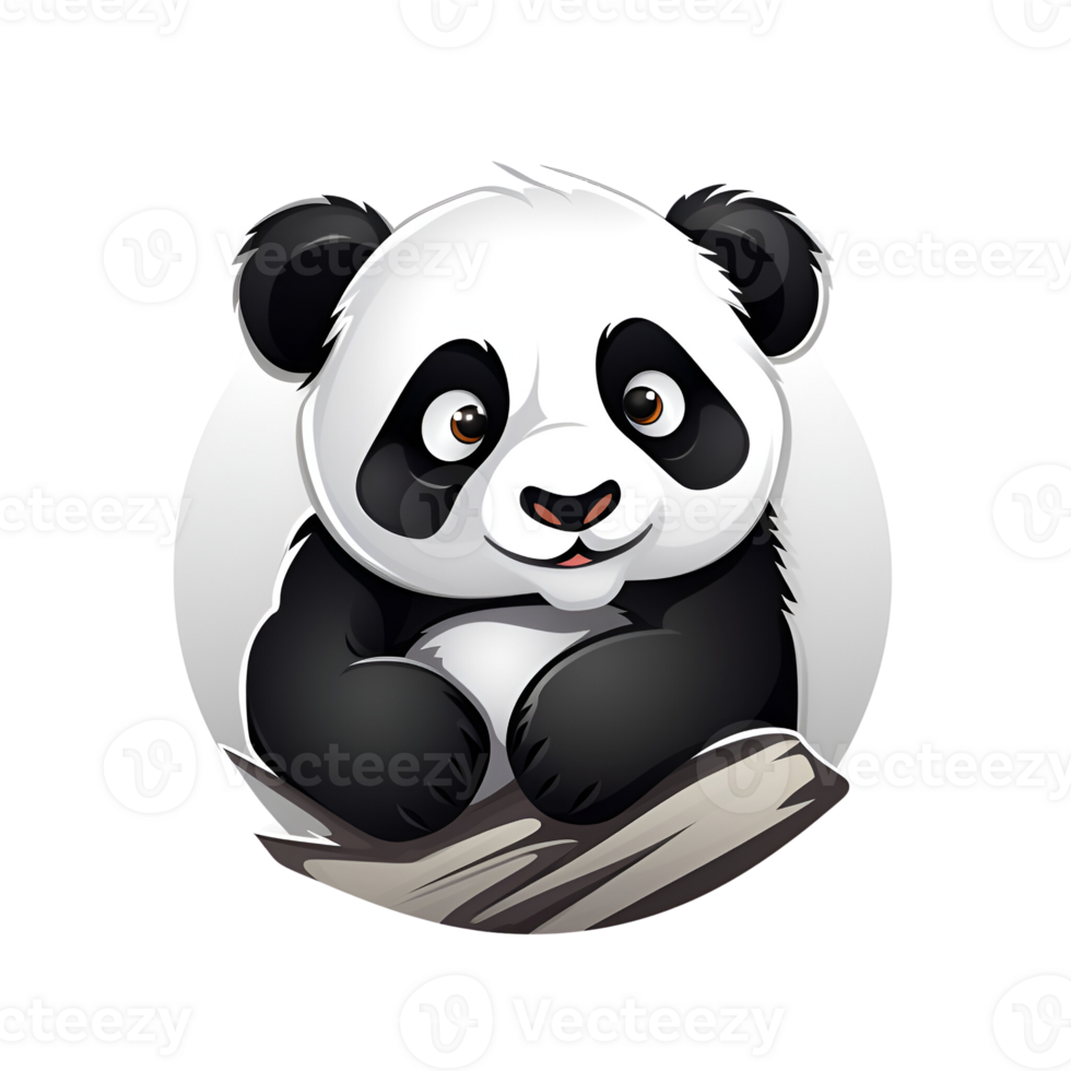 Cartoon Style Panda Artistic Cute Panda Bear No Background Perfect for Print on Demand Merchandise AI Generative png