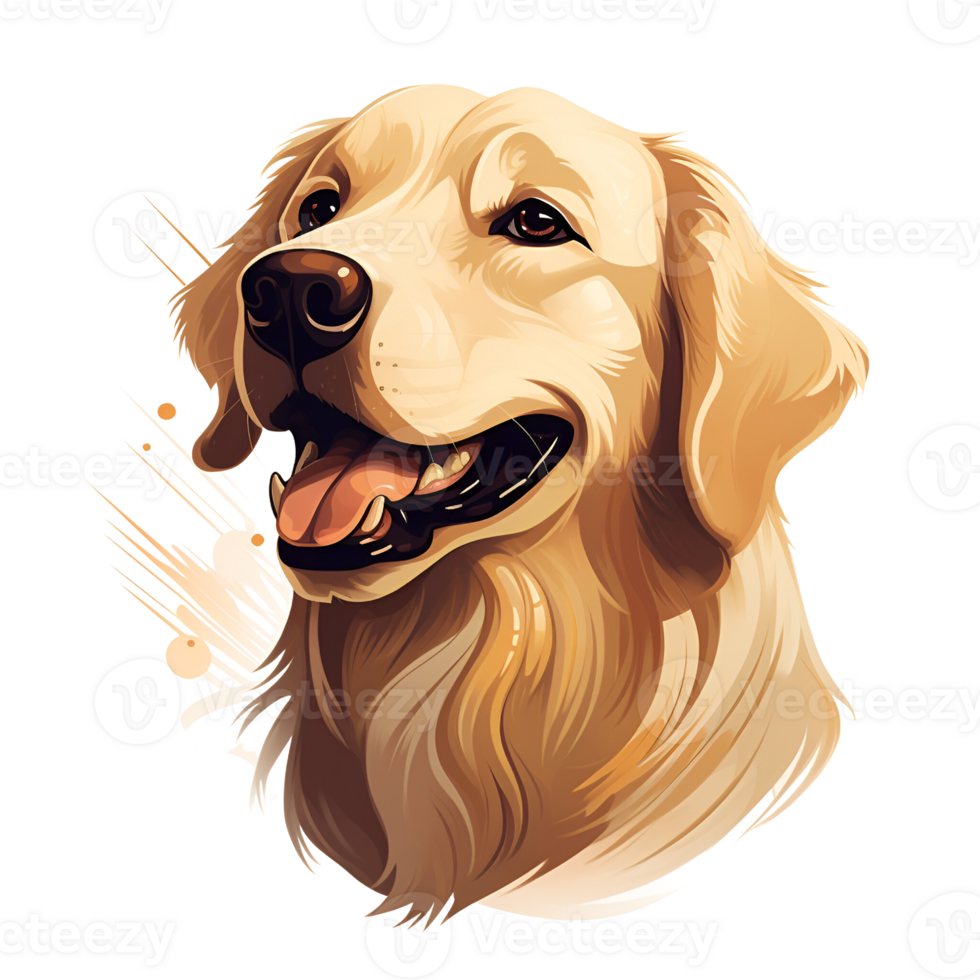 Artistic Style Golden Retriever Painting Drawing Cartoon Golden Retriever No Background Perfect for Print on Demand Merchandise AI Generative png