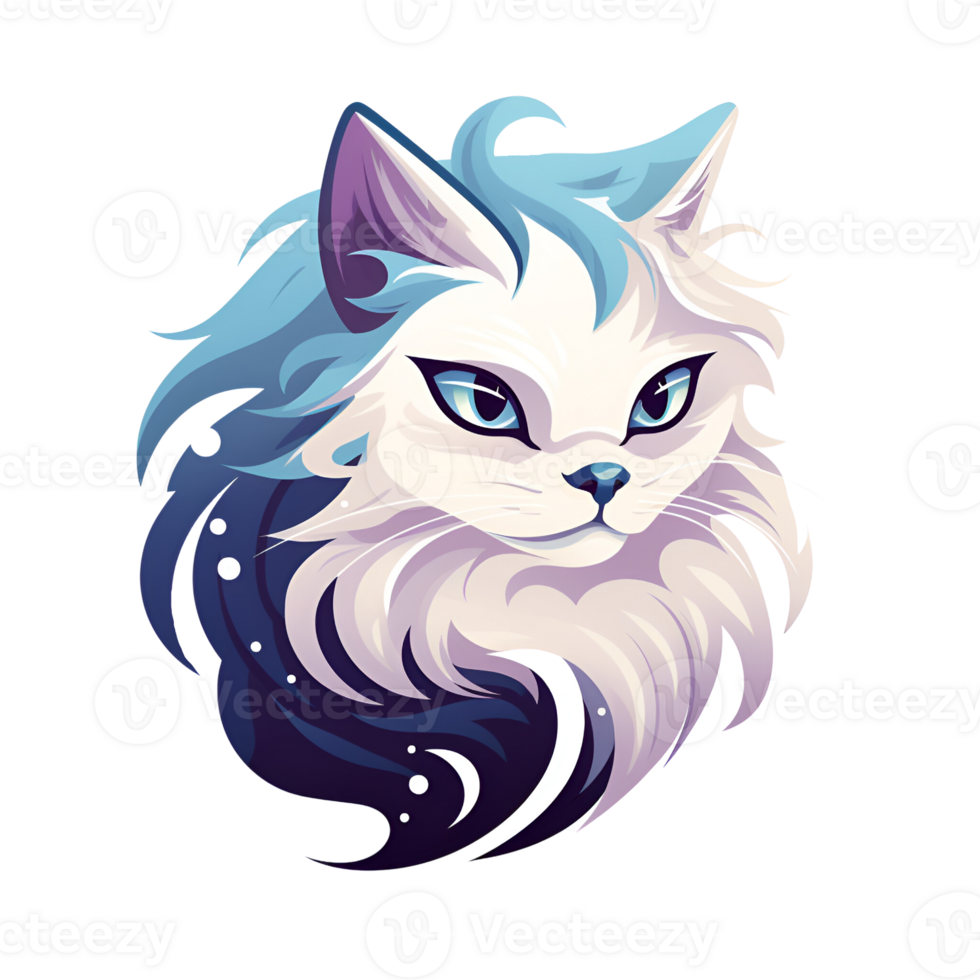 Cartoon Style Cute Kitty Cat No Background Appliable to any context Perfect for Print on Demand Merchandise AI Generative png