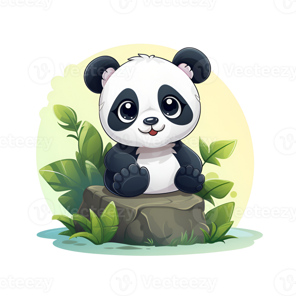 Cartoon Style Panda Artistic Cute Panda Bear No Background Perfect for Print on Demand Merchandise AI Generative png
