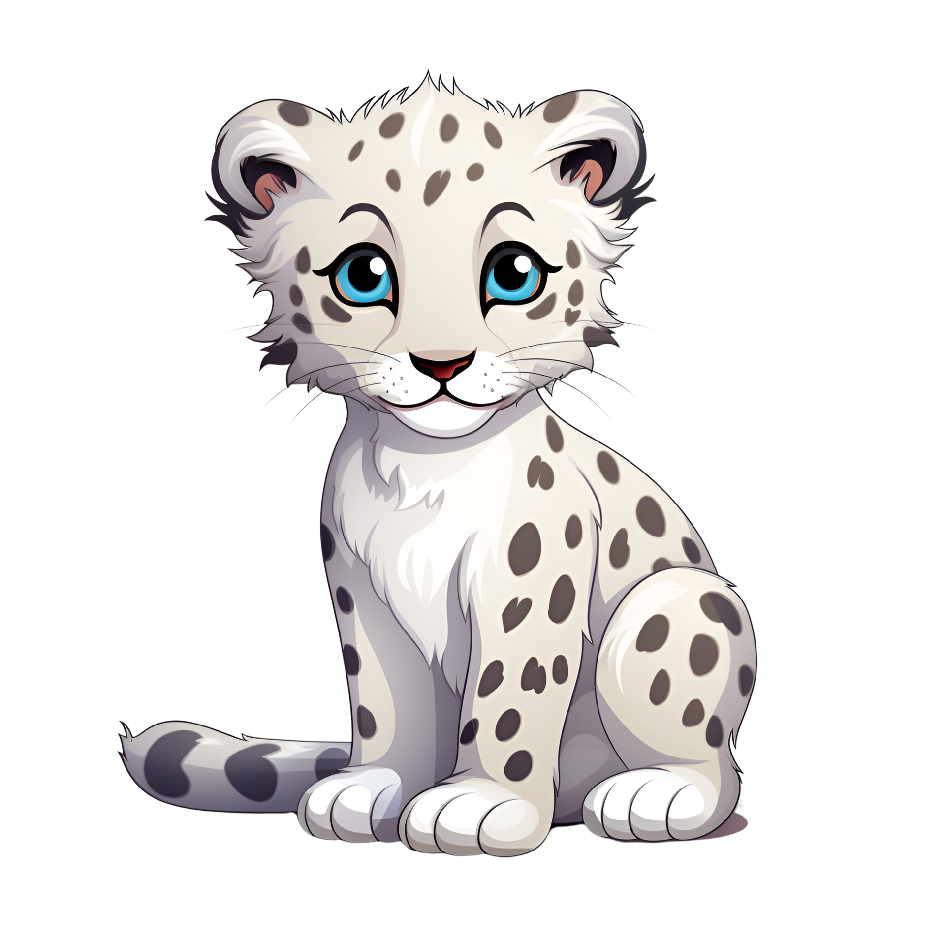 Artistic Style Snow Leopard Cartoon Snow Leopard No Background Perfect