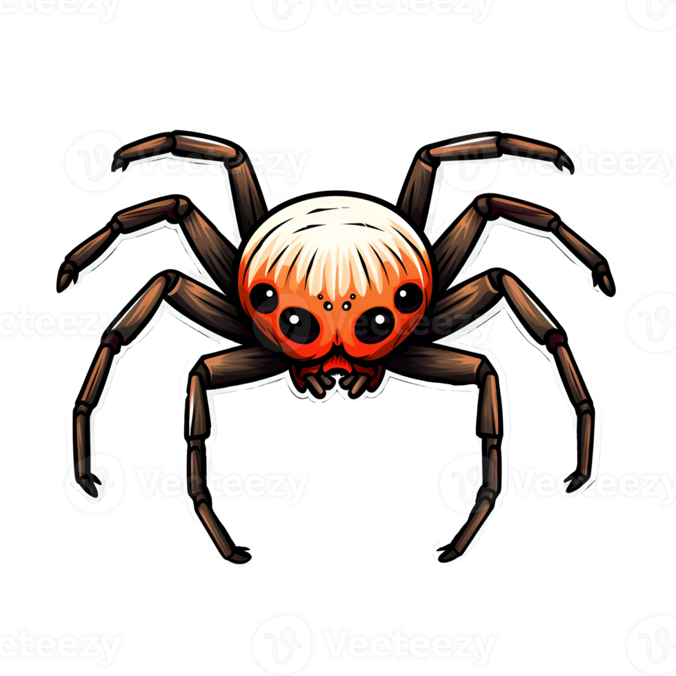 Cartoon Style Halloween Spider Tarantula No Background Perfect for Print on Demand Merchandise AI Generative png