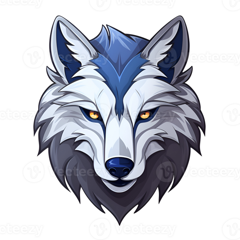 Cartoon Style Wolf No Background Applicable to any context Perfect for Print on Demand Merchandise AI Generative png