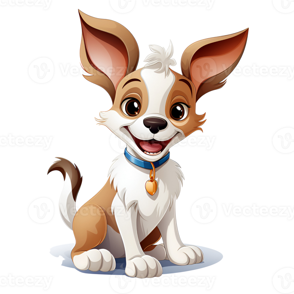 Cartoon Style Cute Chiwawa Dog Puppy No Background Green Screen Perfect for Print on Demand Merchandise AI Generative png