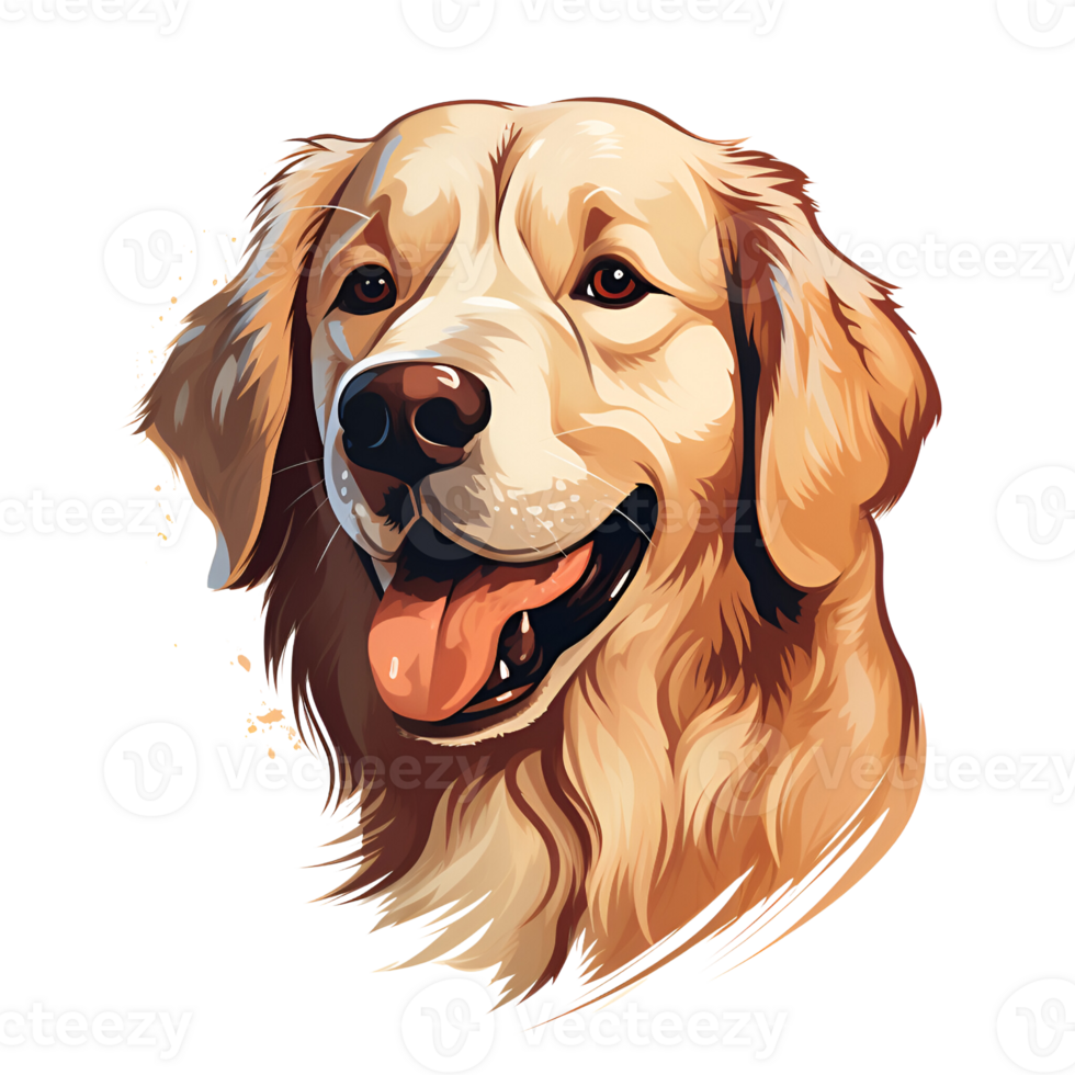 Artistic Style Golden Retriever Painting Drawing Cartoon Golden Retriever No Background Perfect for Print on Demand Merchandise AI Generative png