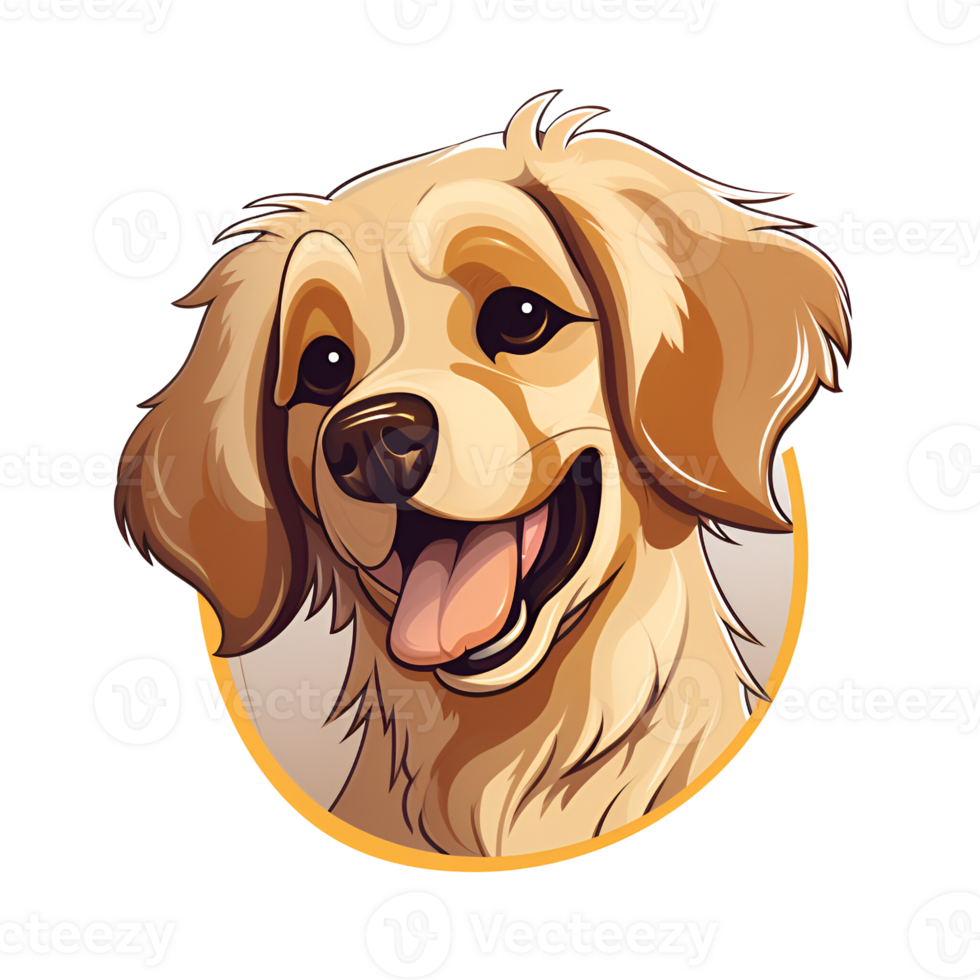 Artistic Style Golden Retriever Painting Drawing Cartoon Golden Retriever No Background Perfect for Print on Demand Merchandise AI Generative png