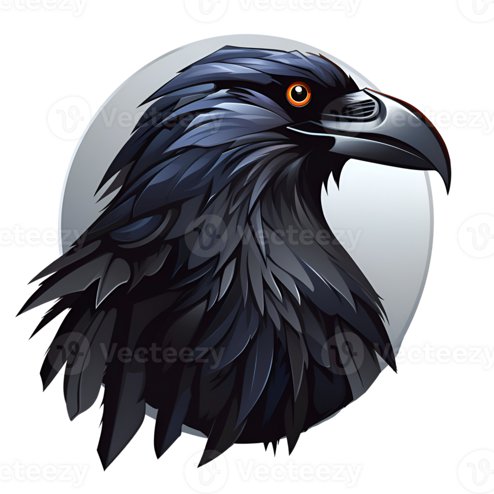 Raven Artistic Cartoon Style No Background Perfect for Print on Demand Merchandise AI Generative png