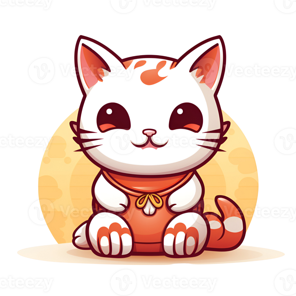 Cartoon Style Cute Kitty Cat No Background Appliable to any context Perfect for Print on Demand Merchandise AI Generative png