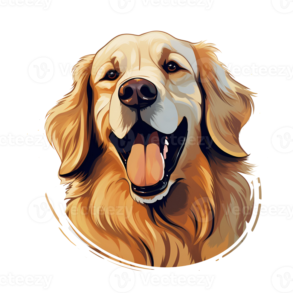 Artistic Style Golden Retriever Painting Drawing Cartoon Golden Retriever No Background Perfect for Print on Demand Merchandise AI Generative png