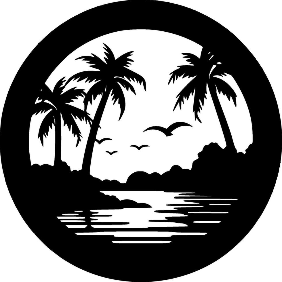 Summer - Black and White Isolated Icon - Vector illustration