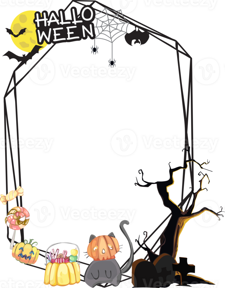 Halloween scary frame on transparent background. png