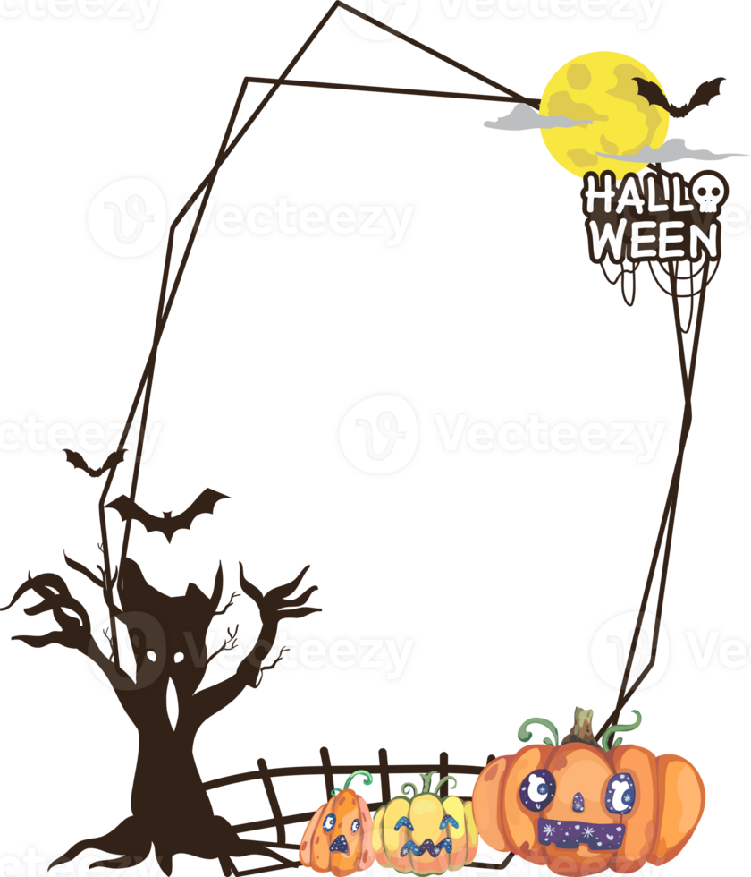 Halloween scary frame on transparent background. png