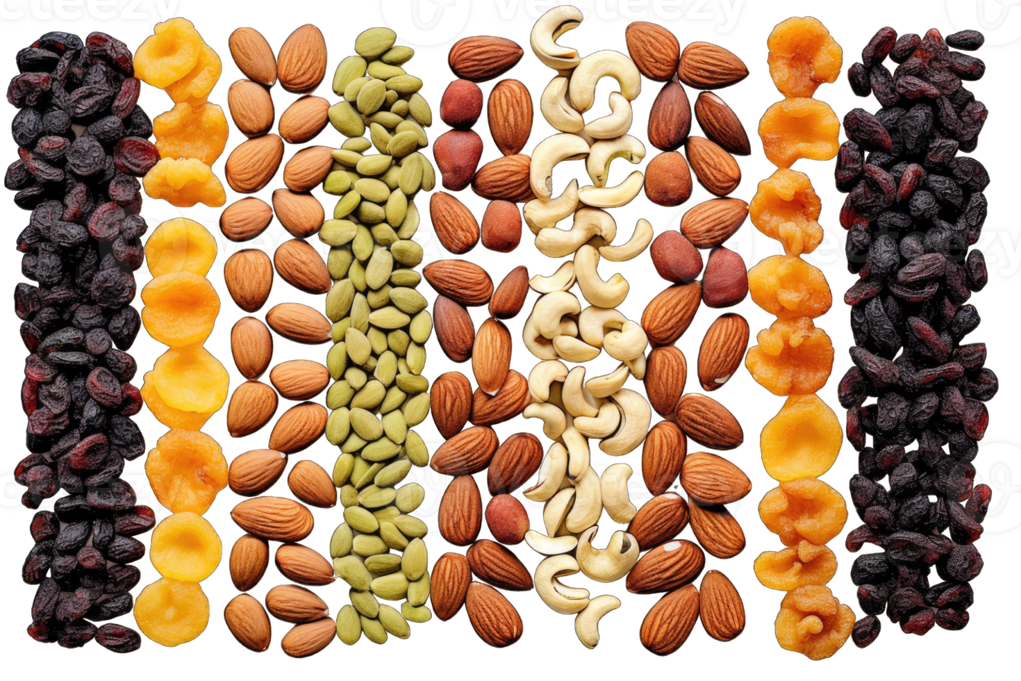 Natural background made from different kinds of nuts. Assortment of nuts in bowls, AI Generated png
