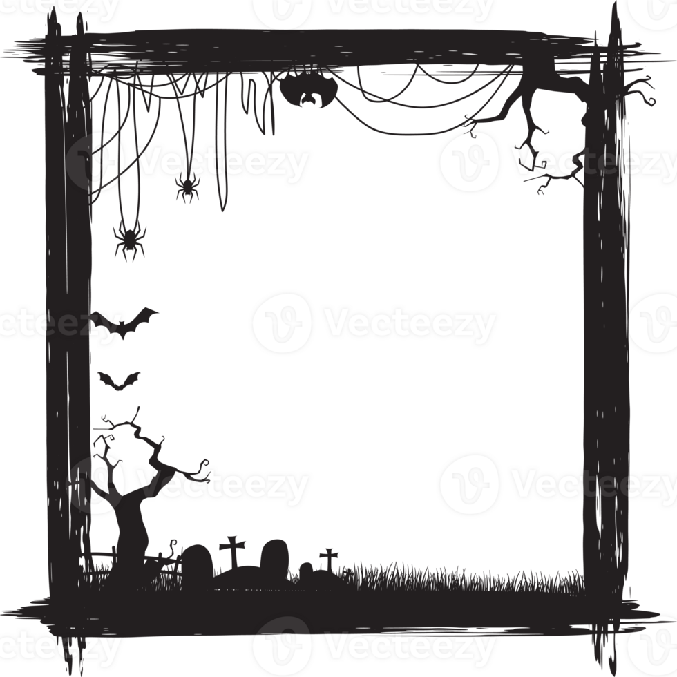 Silhouettes halloween scary frame. png